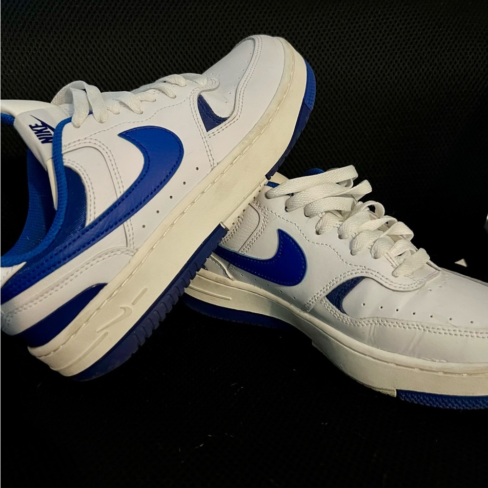 Nike White and Royal Blue Athletic Shoes